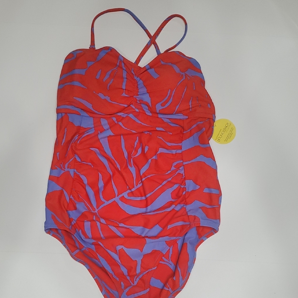 Motherhood Red and Purple One Piece Swimsuit